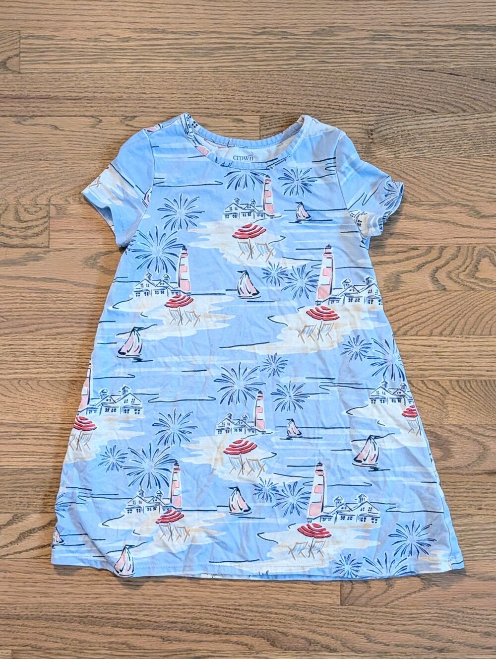 crown & ivy Light Blue Nautical Lighthouse Print Dress